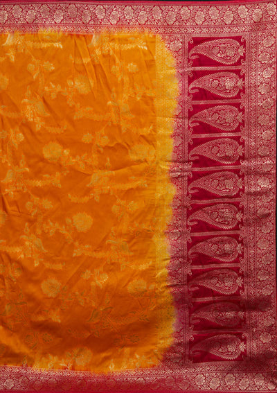 Mustard Zariwork Raw Silk Designer Saree - Koskii