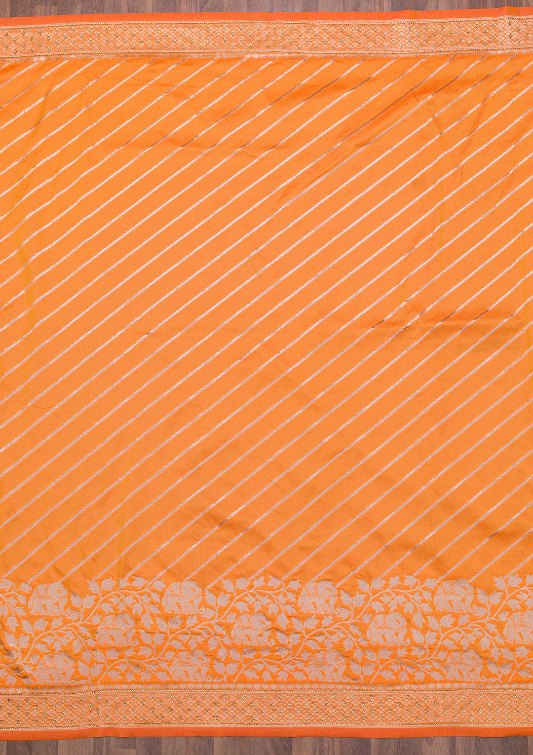 Mustard Zariwork Raw Silk Saree-Koskii