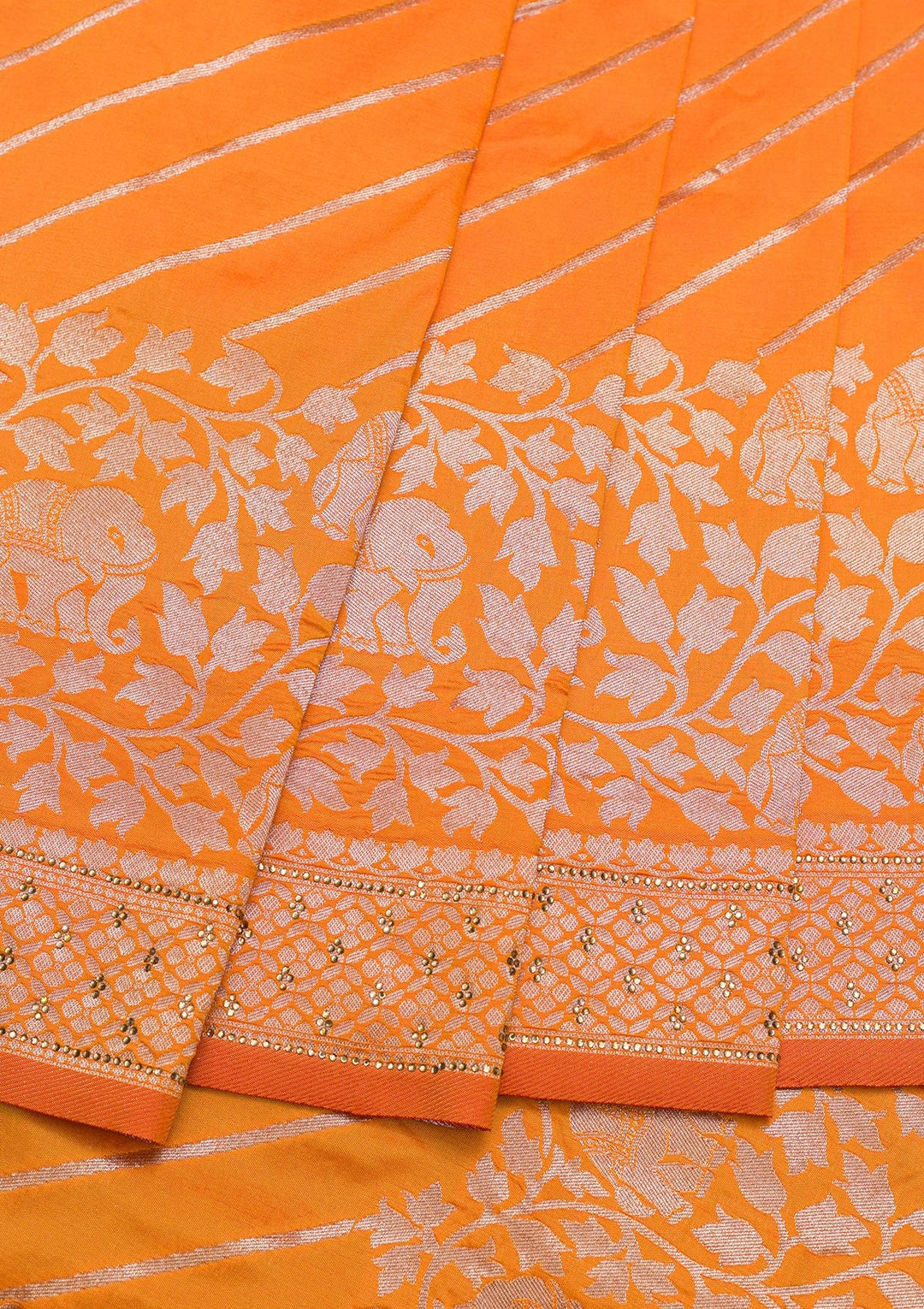 Mustard Zariwork Raw Silk Saree-Koskii