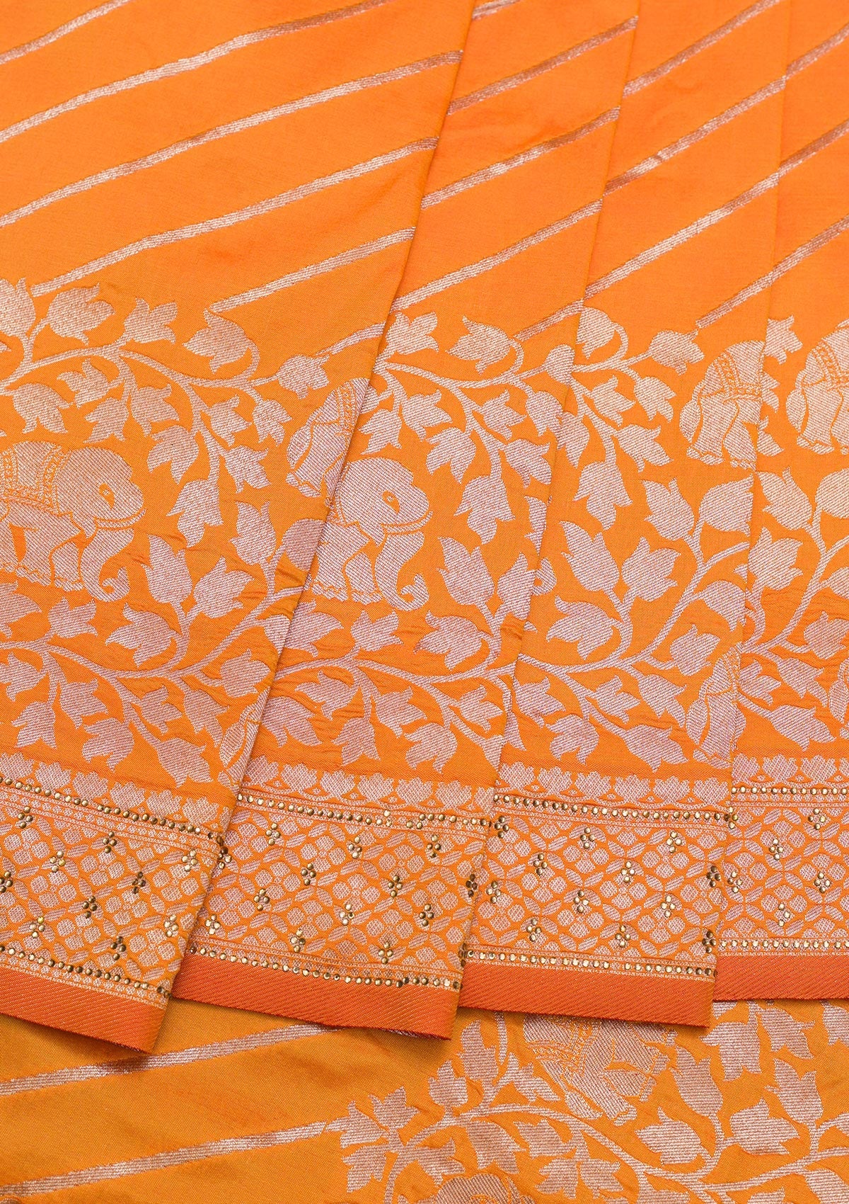 Mustard Zariwork Raw Silk Saree-Koskii