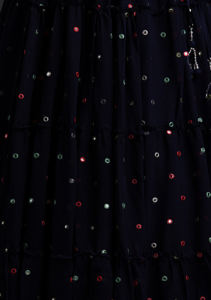 Navy Blue Chikankari Georgette Designer Lehenga - koskii