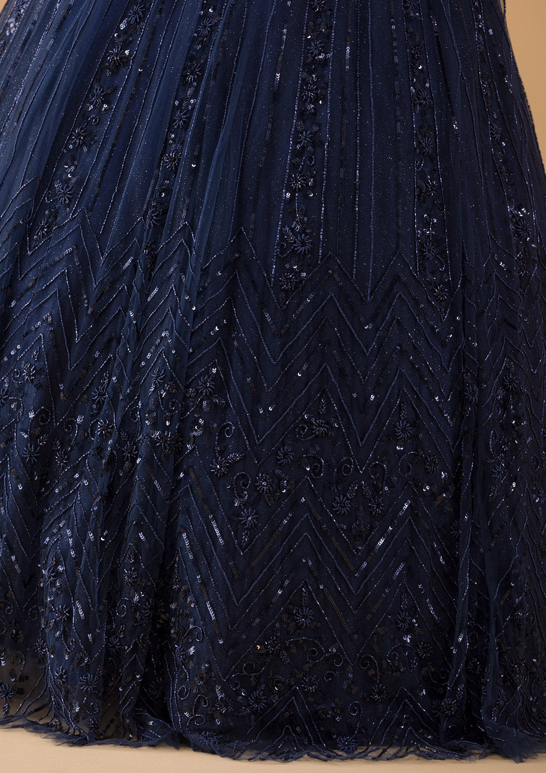 Buy Navy Blue Cut Dana Embroidered Gown With Attached Drape In Georgette |  KALKI Fashion Global