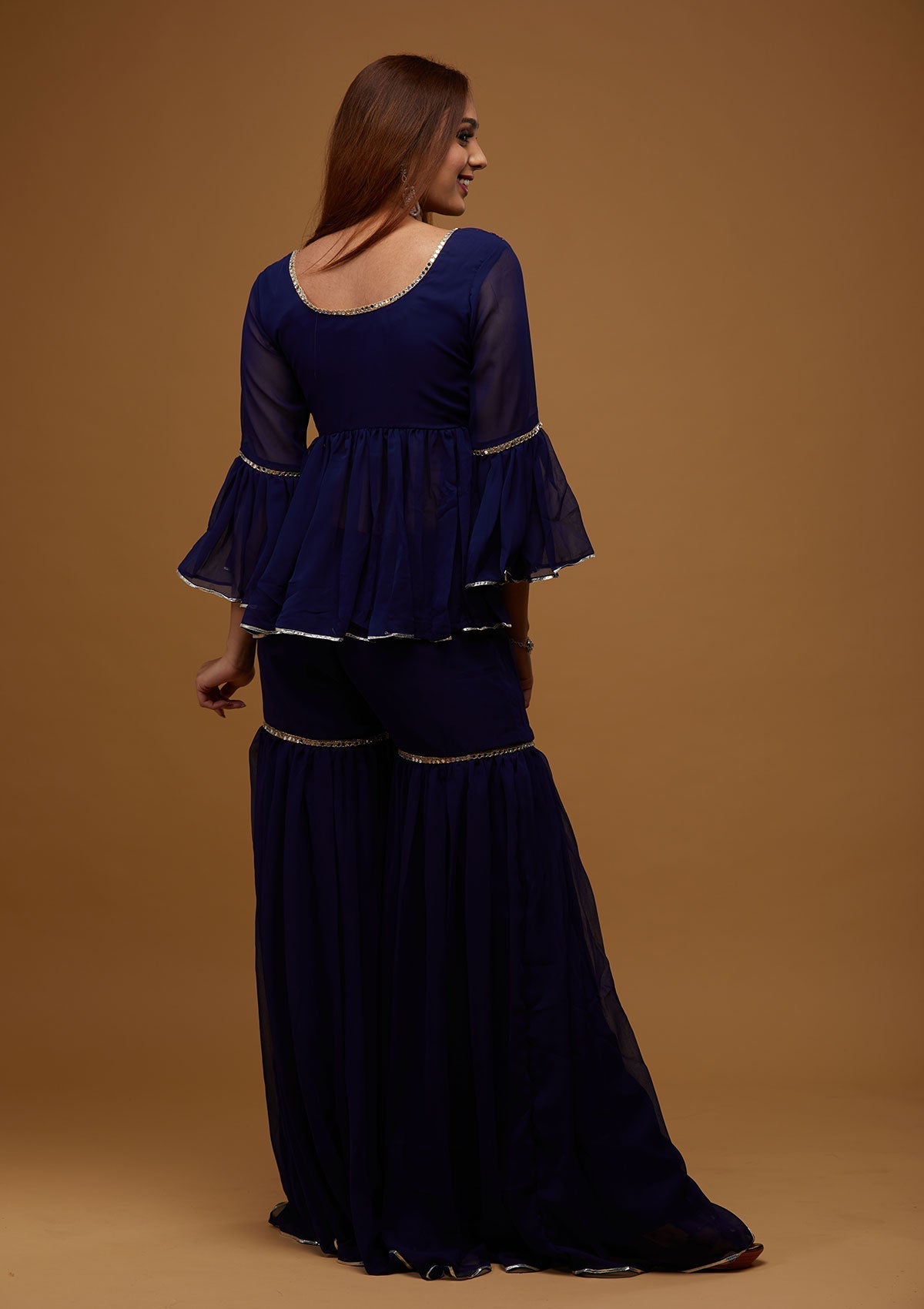 Navy Blue Gotapatti Georgette Designer Salwar Suit - Koskii