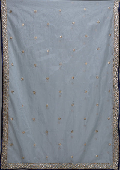 Navy Blue Gotapatti Raw Silk Designer Lehenga - Koskii