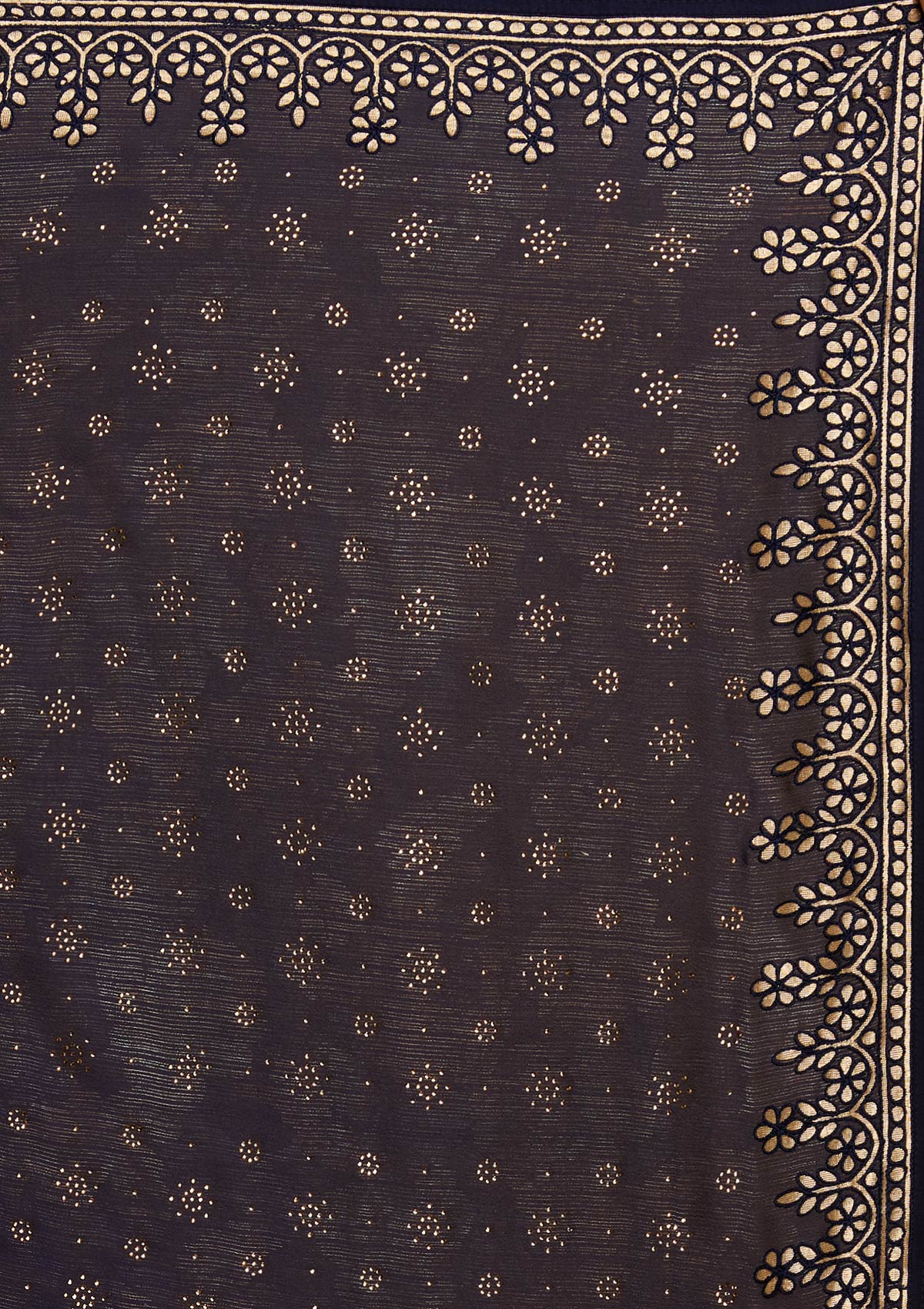 Navy Blue Gotapatti Semi Crepe Designer Saree - koskii