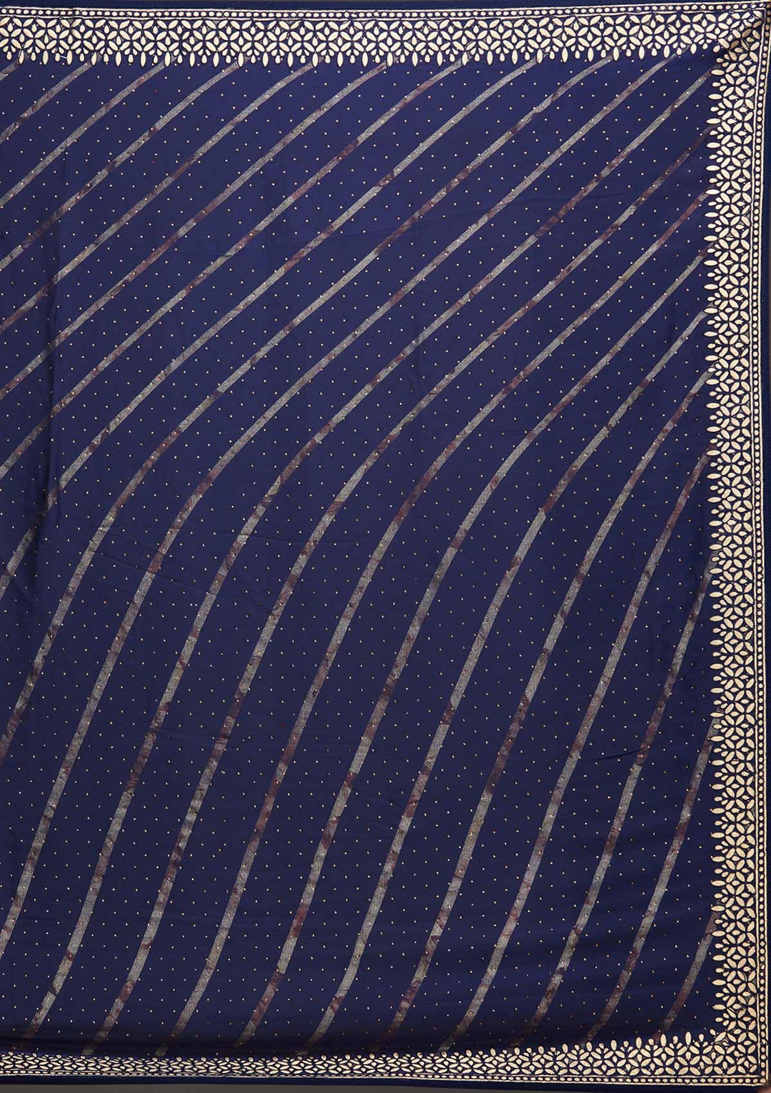 Navy Blue Gotapatti Shimmer Saree - Koskii
