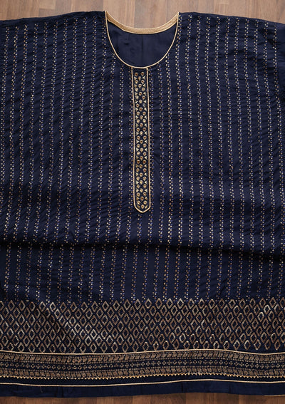 Navy Blue Sequins Georgette Designer Semi-Stitched Salwar Suit - Koskii