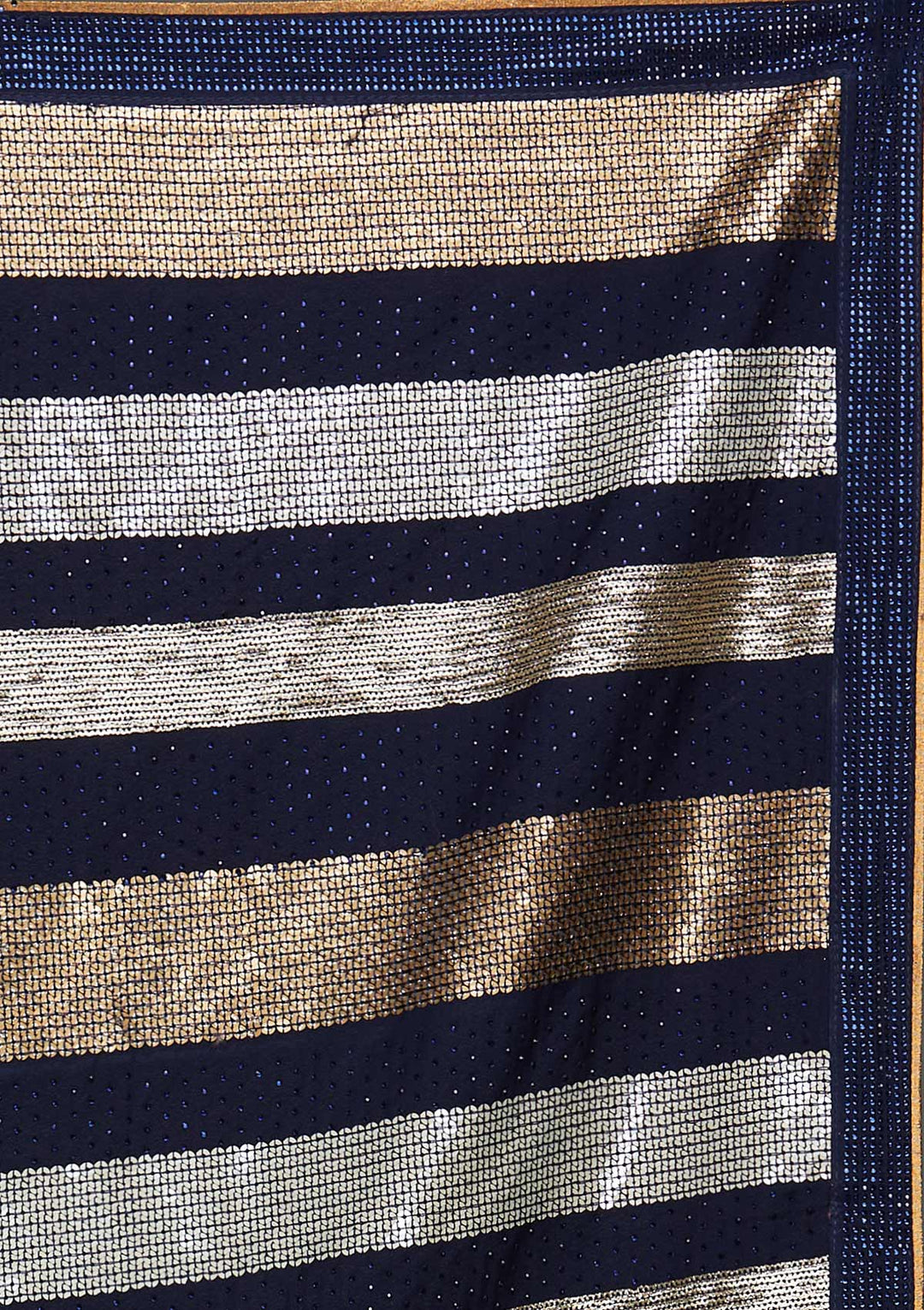 Navy Blue Sequins Georgette Saree - Koskii