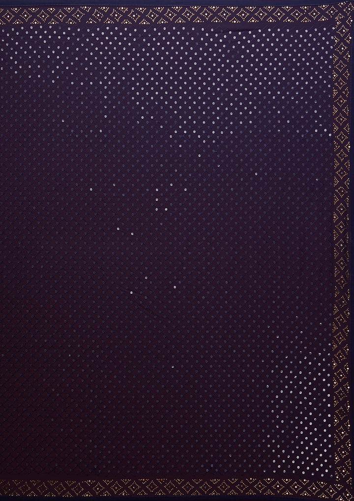 Navy Blue Sequins Georgette Saree - Koskii