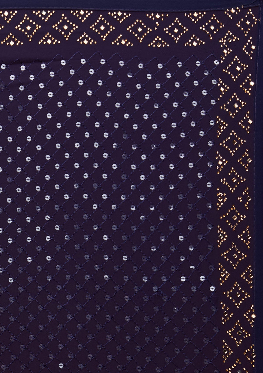 Navy Blue Sequins Georgette Saree - Koskii