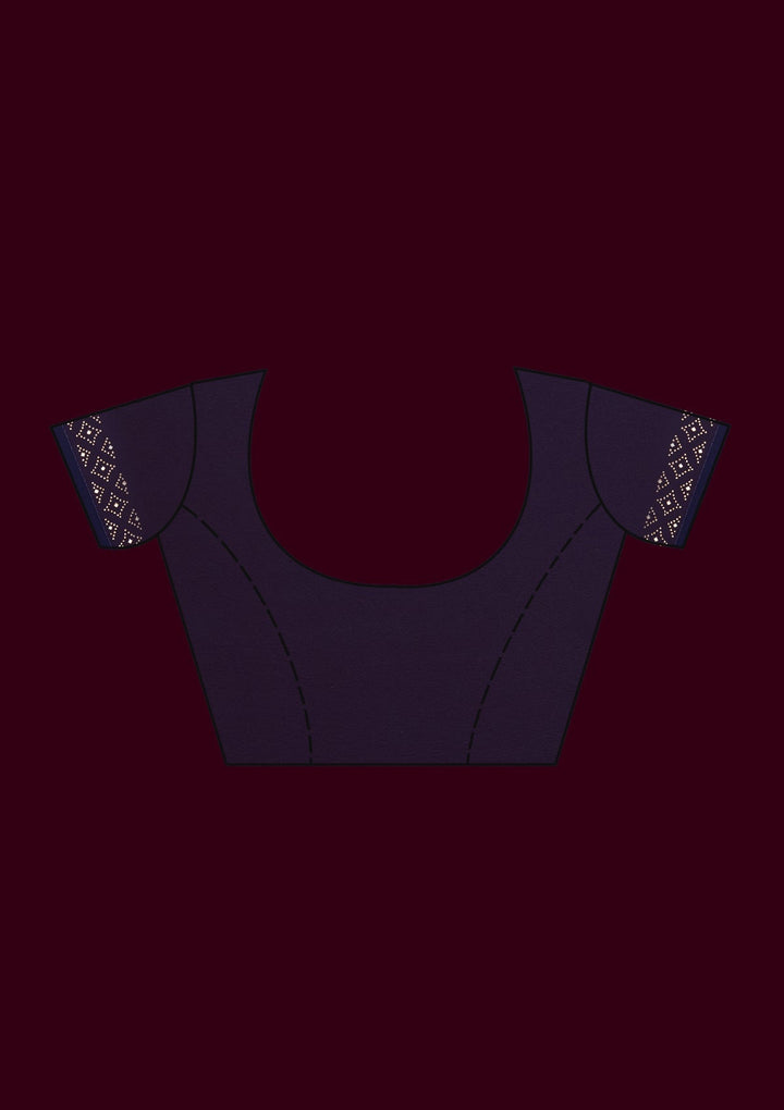 Navy Blue Sequins Georgette Saree - Koskii