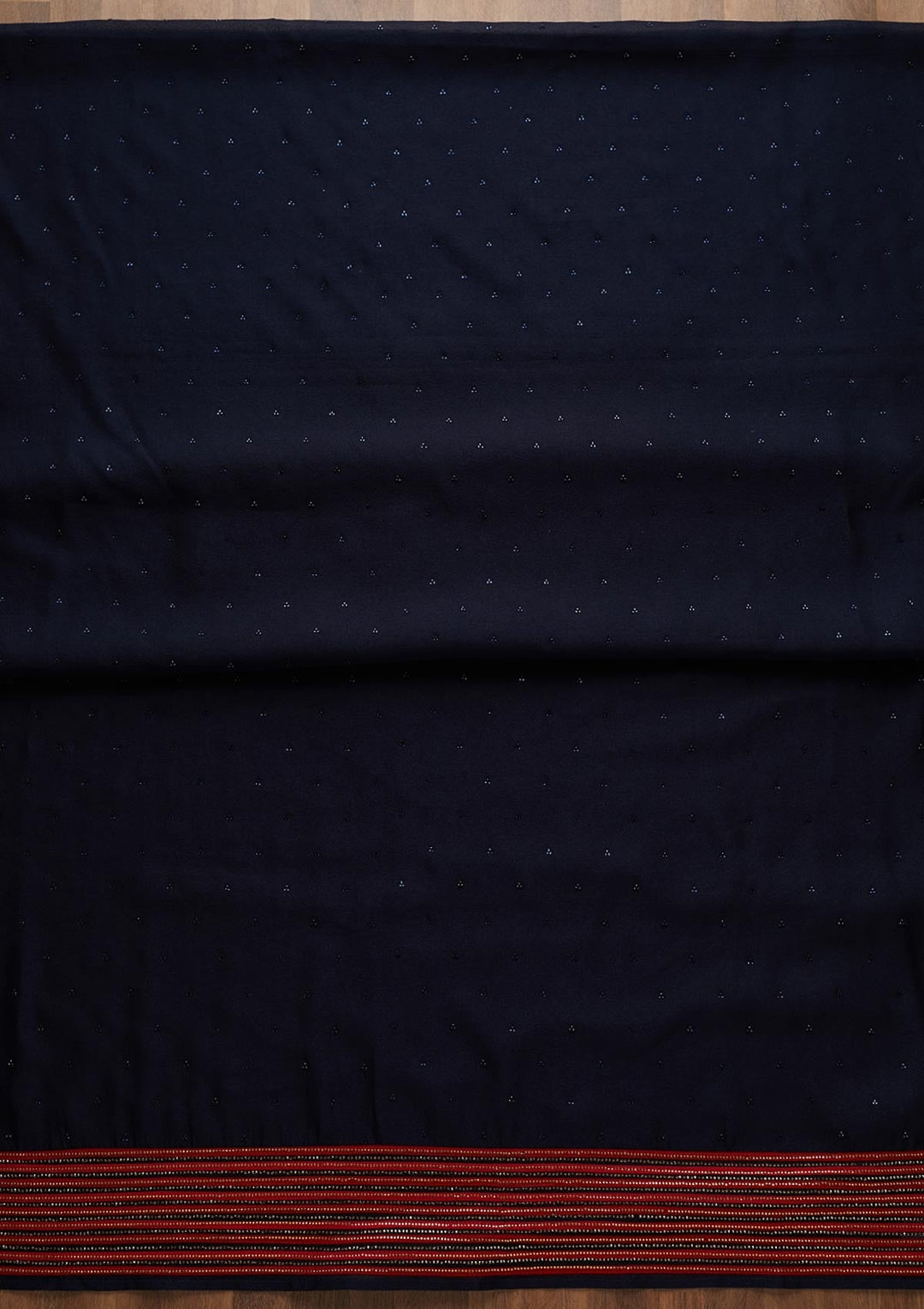 Navy Blue Sequins Raw Silk Unstitched Salwar Suit-Koskii