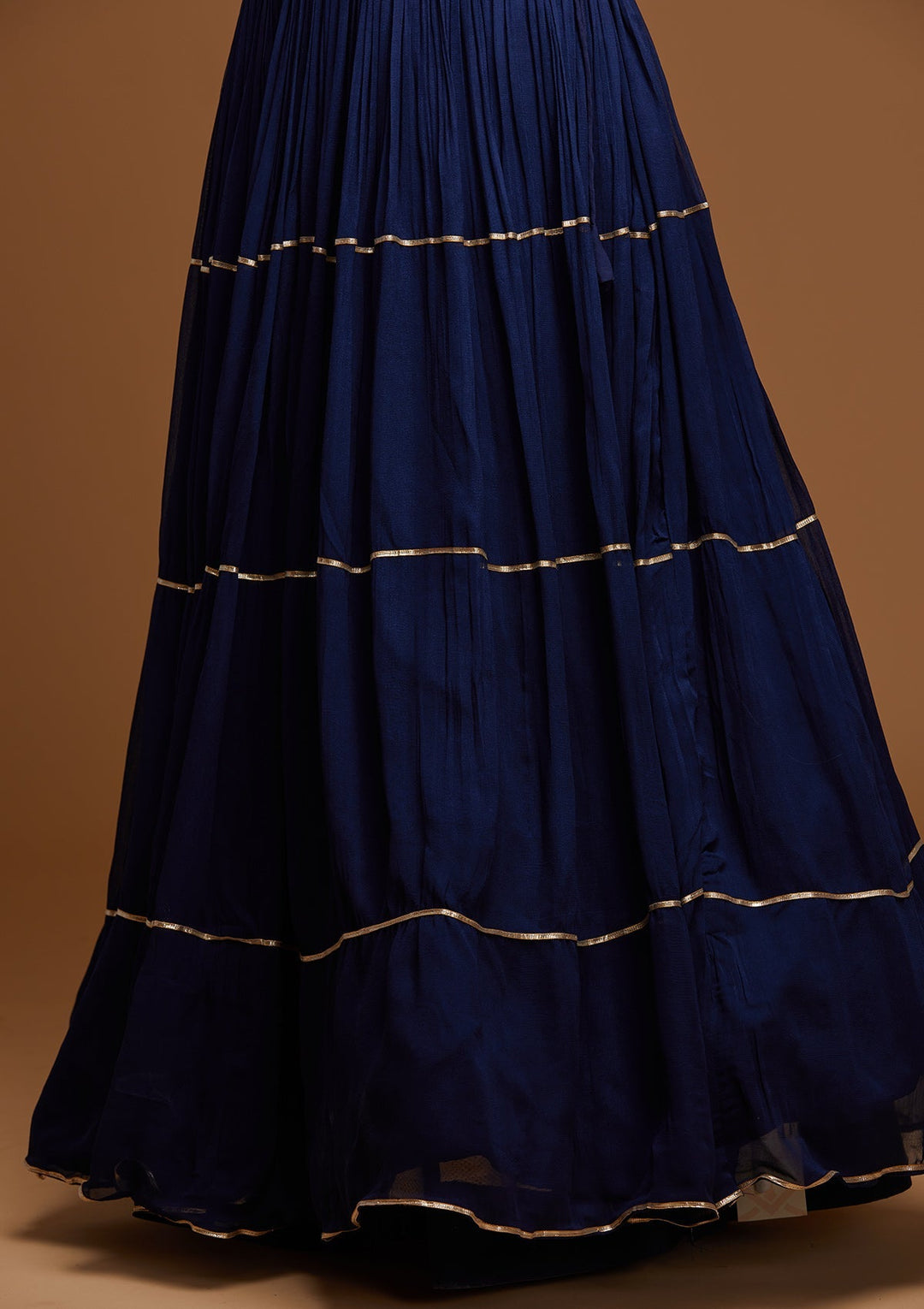 Navy Blue Stonework Georgette Designer Lehenga - Koskii