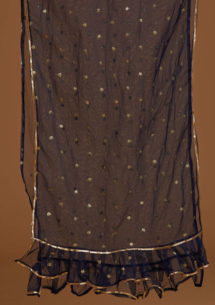 Navy Blue Stonework Georgette Designer Lehenga - Koskii