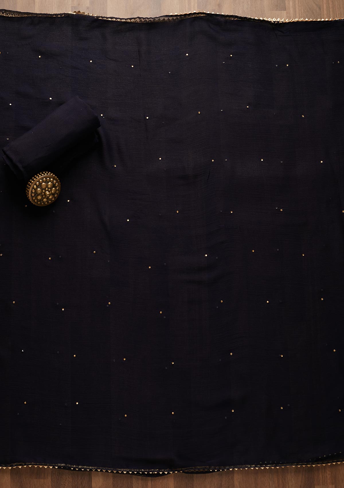 Navy Blue Stonework Georgette Unstitched Salwar Suit-Koskii