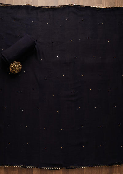 Navy Blue Stonework Georgette Unstitched Salwar Suit-Koskii
