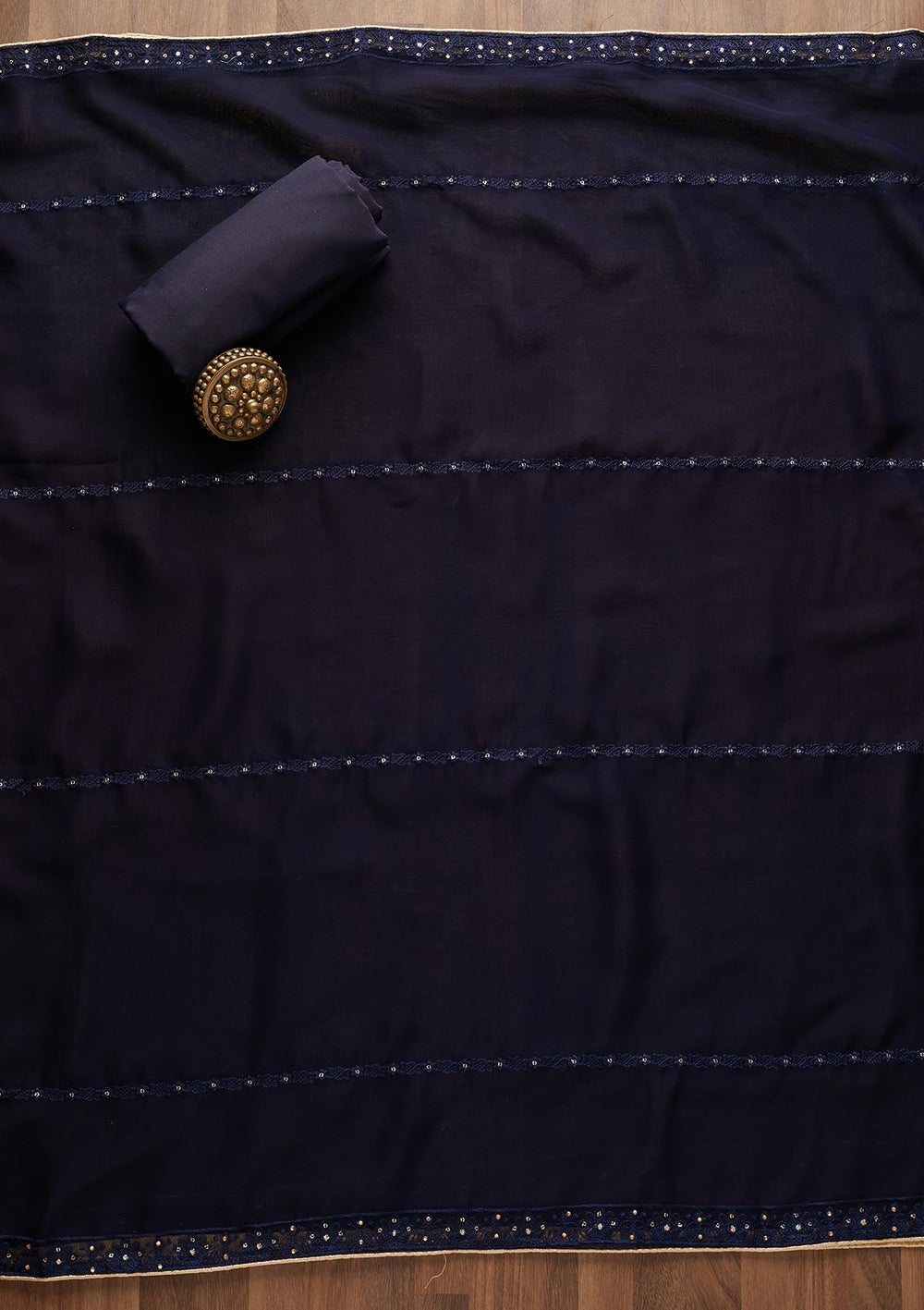 Navy Blue Stonework Georgette  Unstitched Salwar Suit - Koskii
