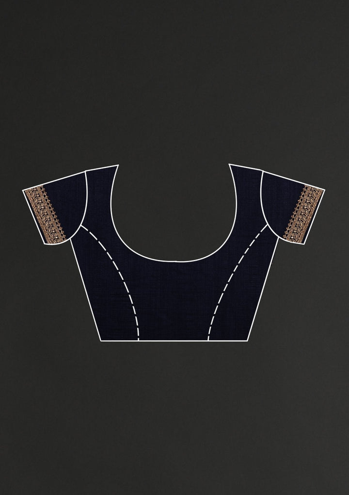 Navy Blue Stonework Raw Silk Designer Saree - koskii