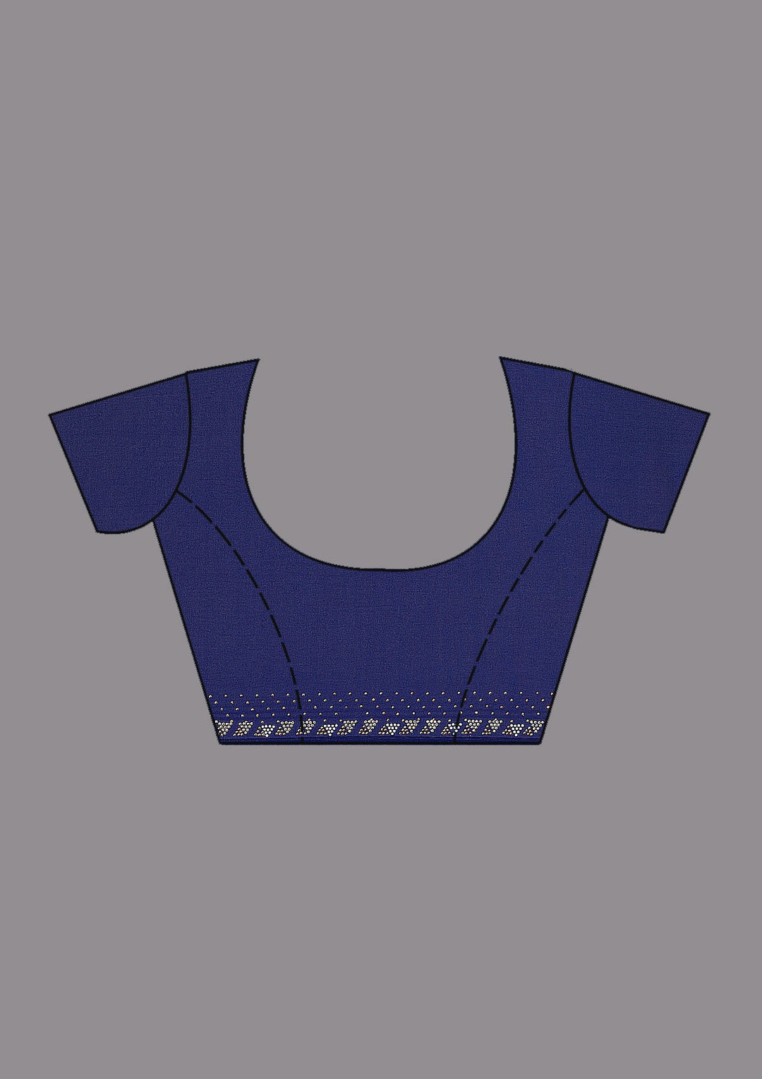 Navy Blue Stonework Satin Saree-Koskii