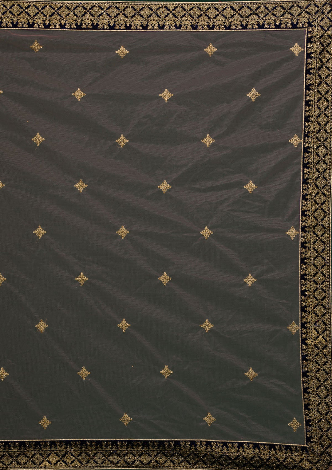 Navy Blue Stonework Velvet Lehenga-koskii