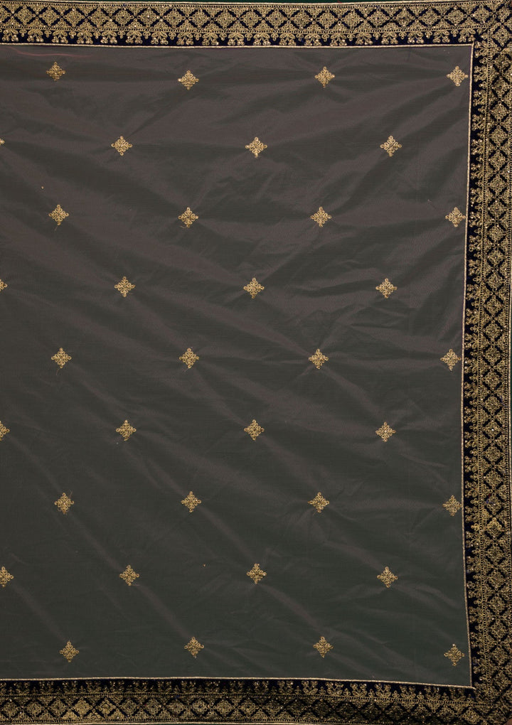 Navy Blue Stonework Velvet Lehenga-koskii
