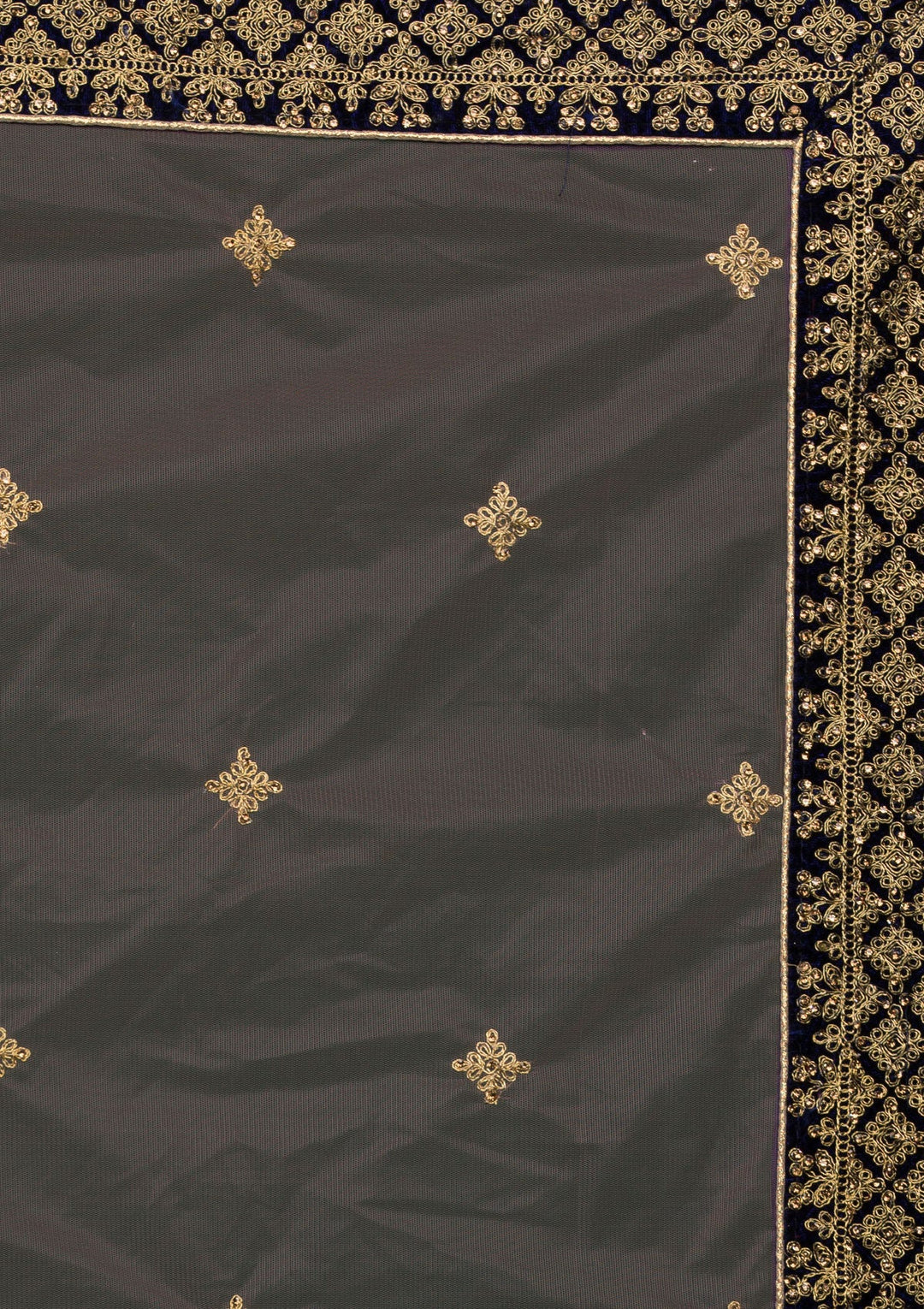 Navy Blue Stonework Velvet Lehenga-koskii