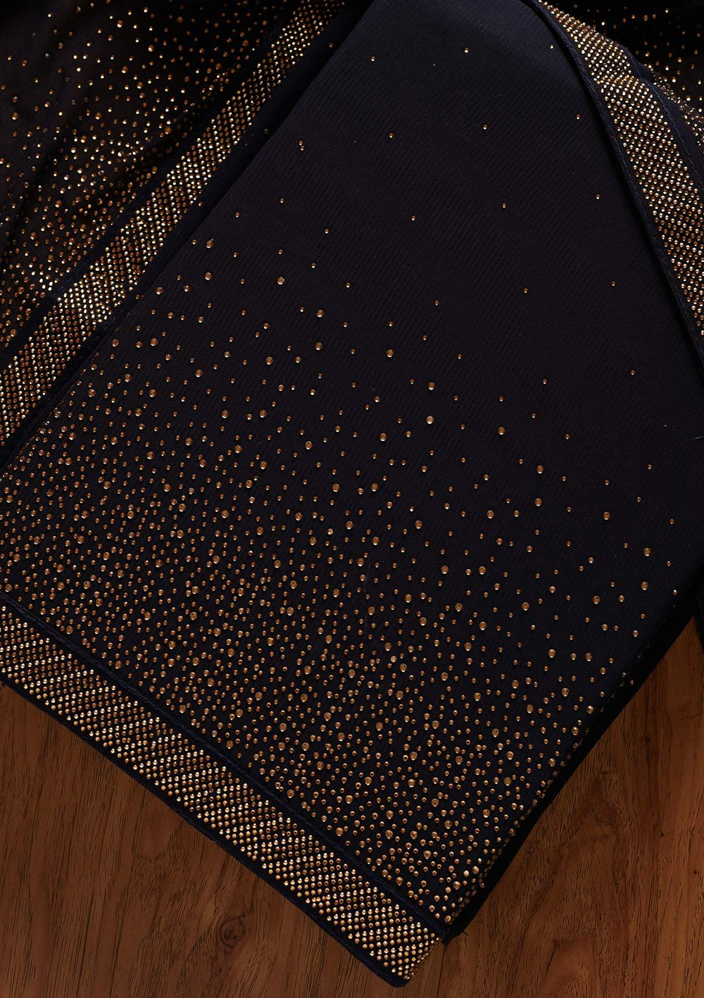 Navy Blue Swarovski Georgette Designer Unstitched Salwar Suit - koskii