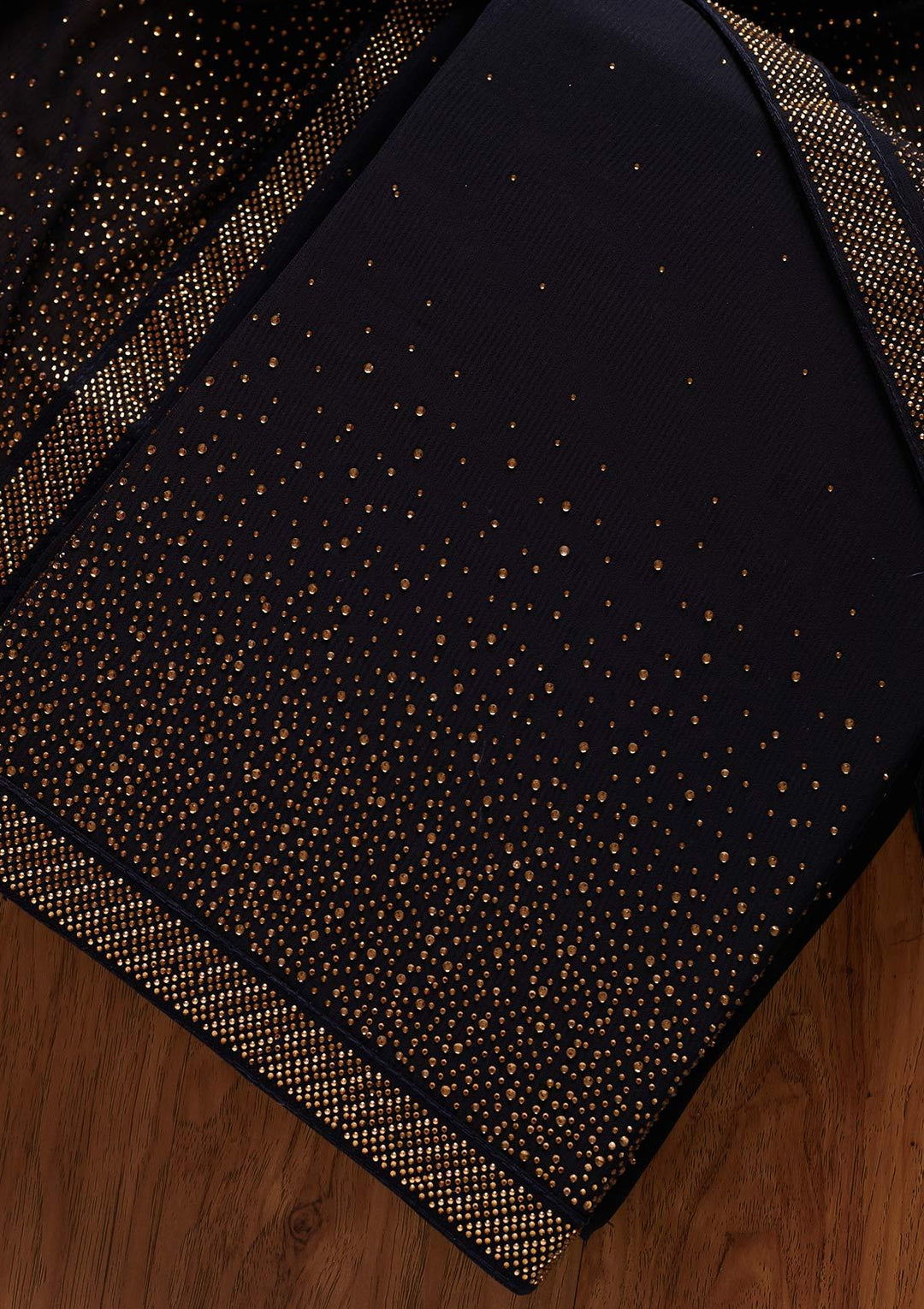 Navy Blue Swarovski Georgette Designer Unstitched Salwar Suit - koskii