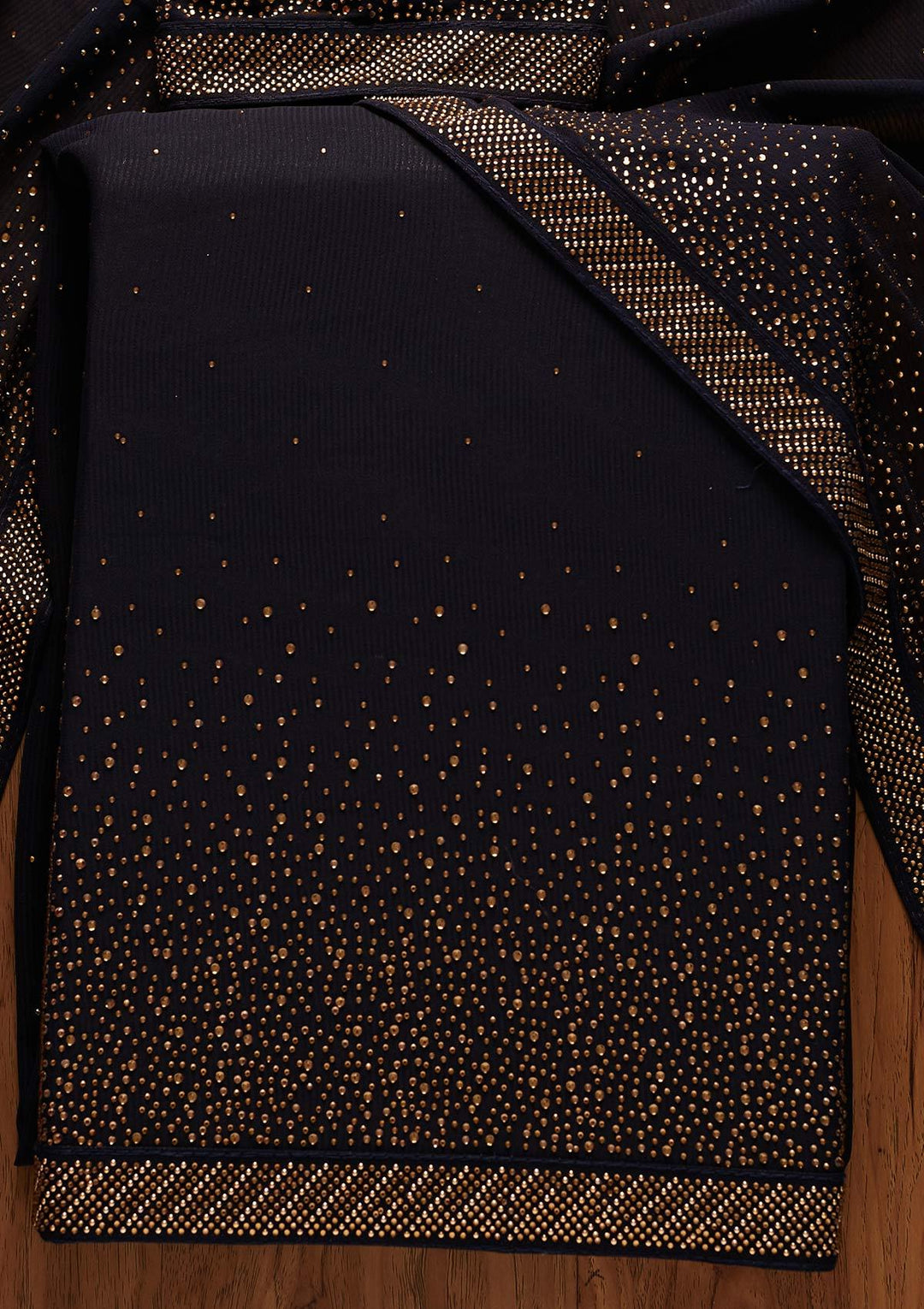 Navy Blue Swarovski Georgette Designer Unstitched Salwar Suit - koskii