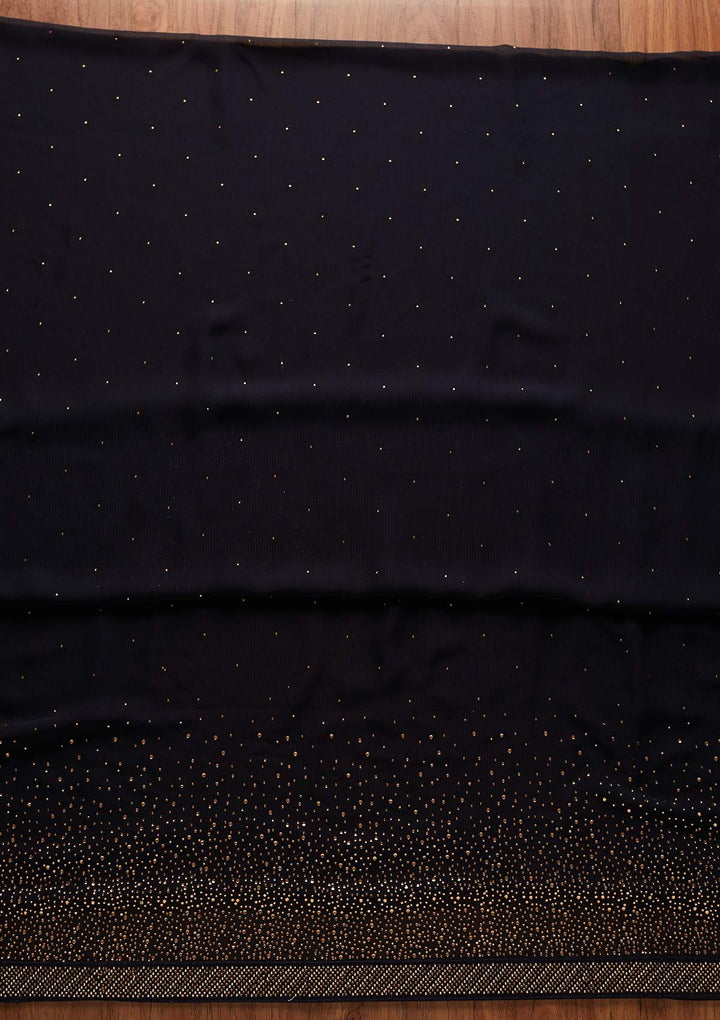 Navy Blue Swarovski Georgette Designer Unstitched Salwar Suit - koskii