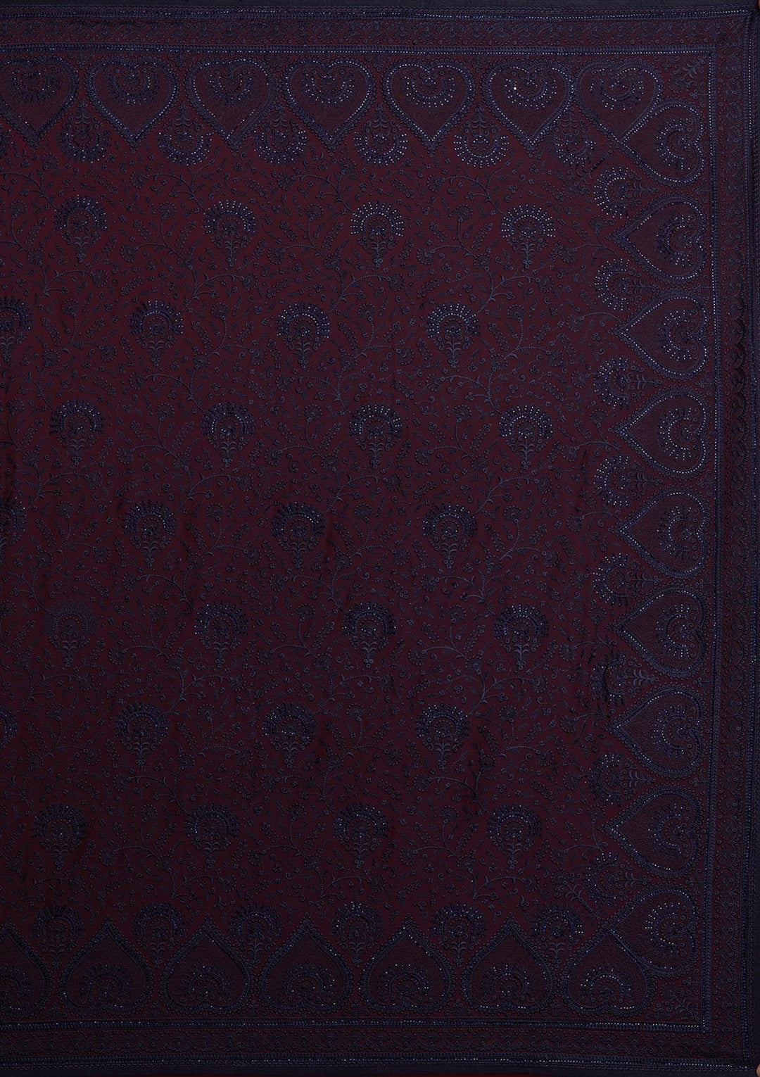 Navy Blue Swarovski Georgette Designer Saree - koskii