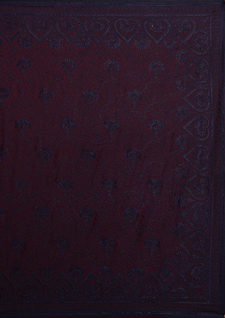 Navy Blue Swarovski Georgette Designer Saree - koskii