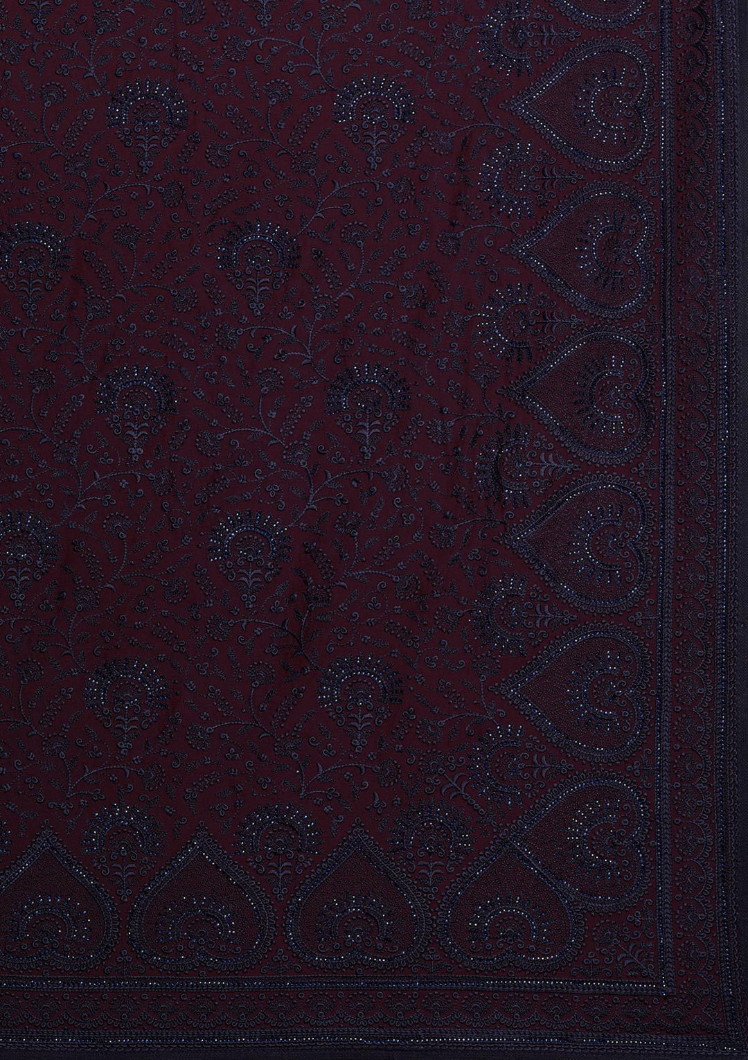 Navy Blue Swarovski Georgette Designer Saree - koskii