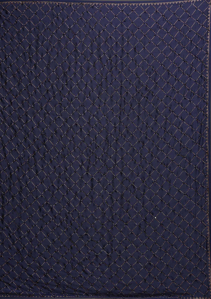 Navy Blue Swarovski Shimmer Saree - Koskii