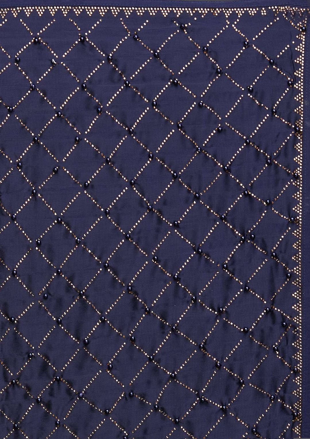Navy Blue Swarovski Shimmer Saree - Koskii
