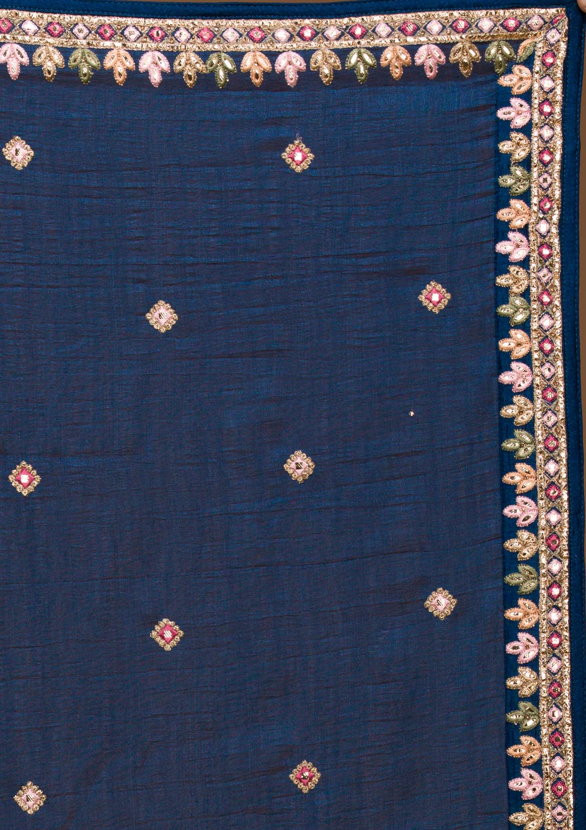 Navy Blue Threadwork Georgette Designer Lehenga-Koskii