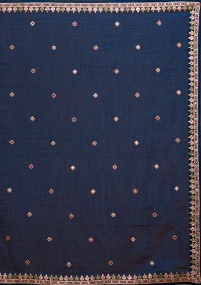 Navy Blue Threadwork Georgette Designer Lehenga-Koskii