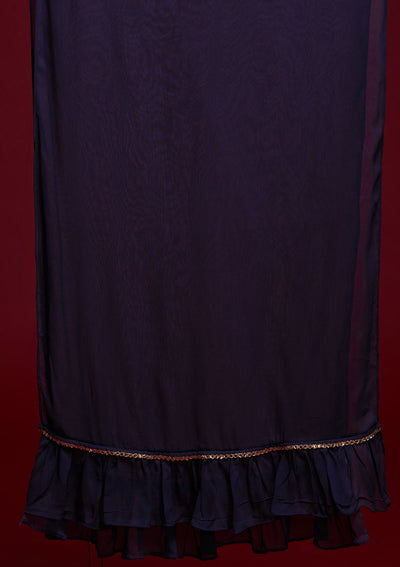Navy Blue Threadwork Georgette Designer Salwar Suit - Koskii