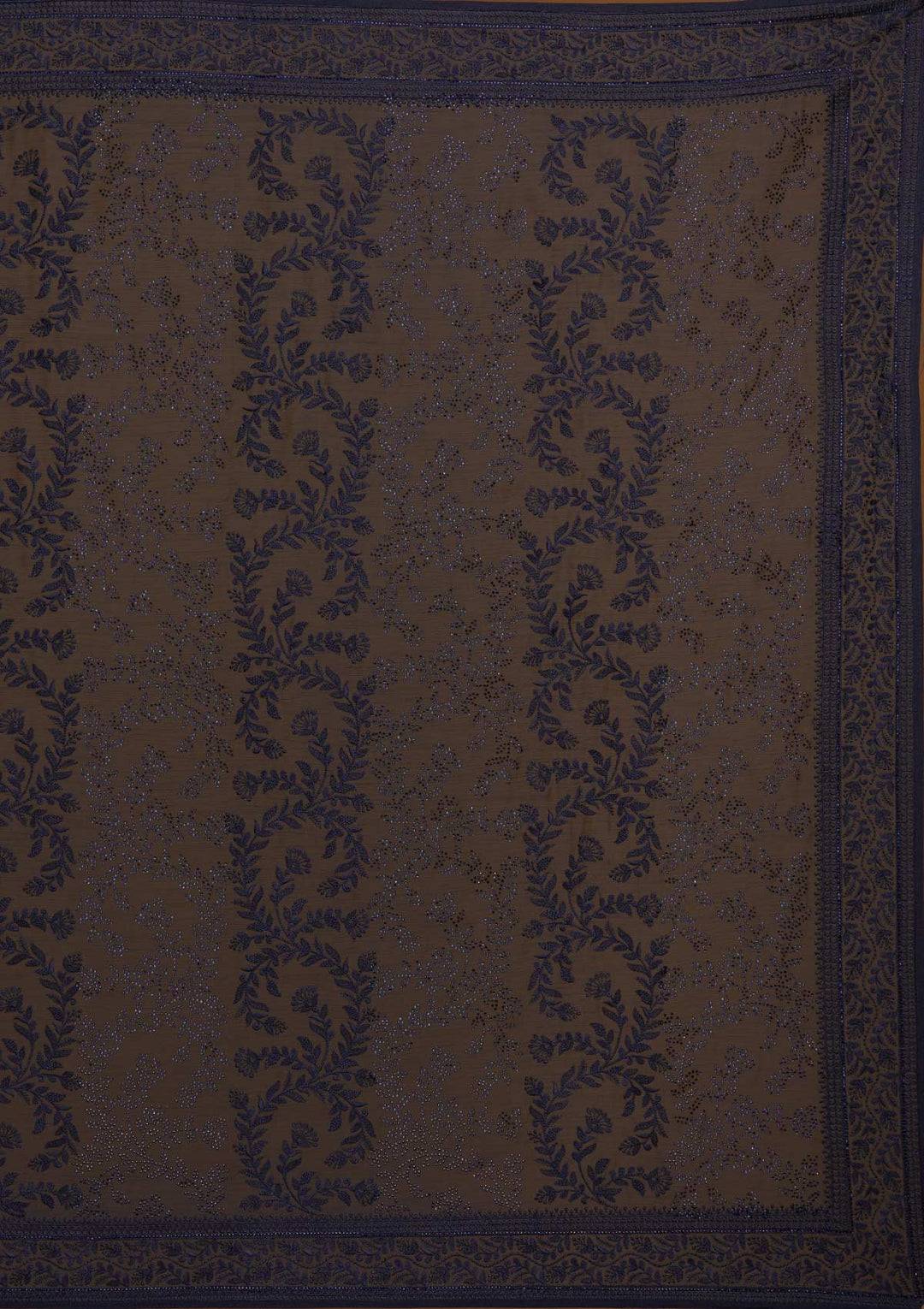 Navy Blue Threadwork Georgette Designer Saree - Koskii