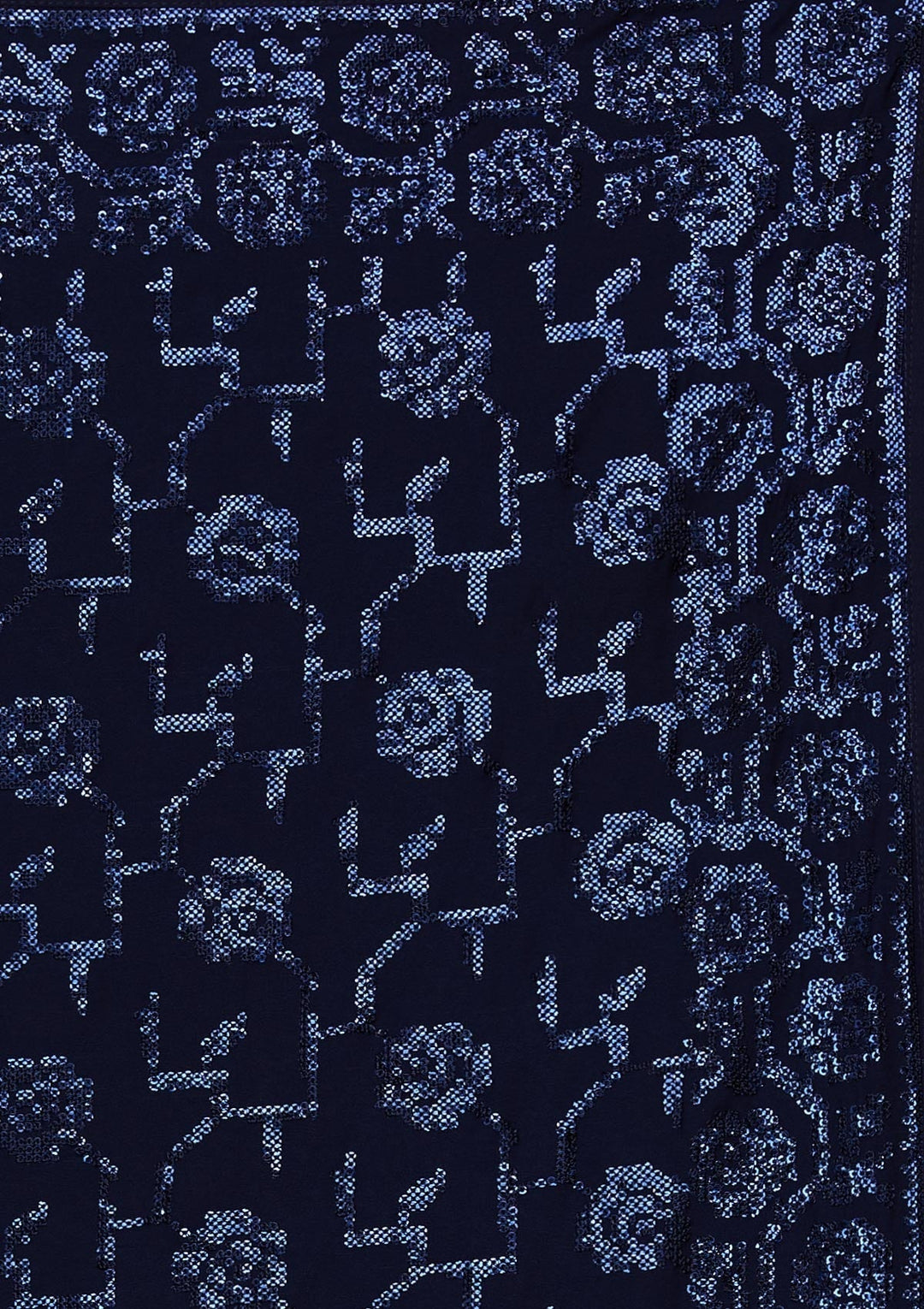 Navy Blue Threadwork Georgette Saree - Koskii
