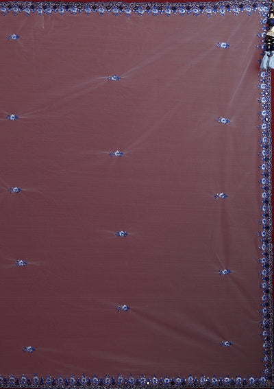 Navy Blue Threadwork Raw Silk Designer Lehenga - koskii