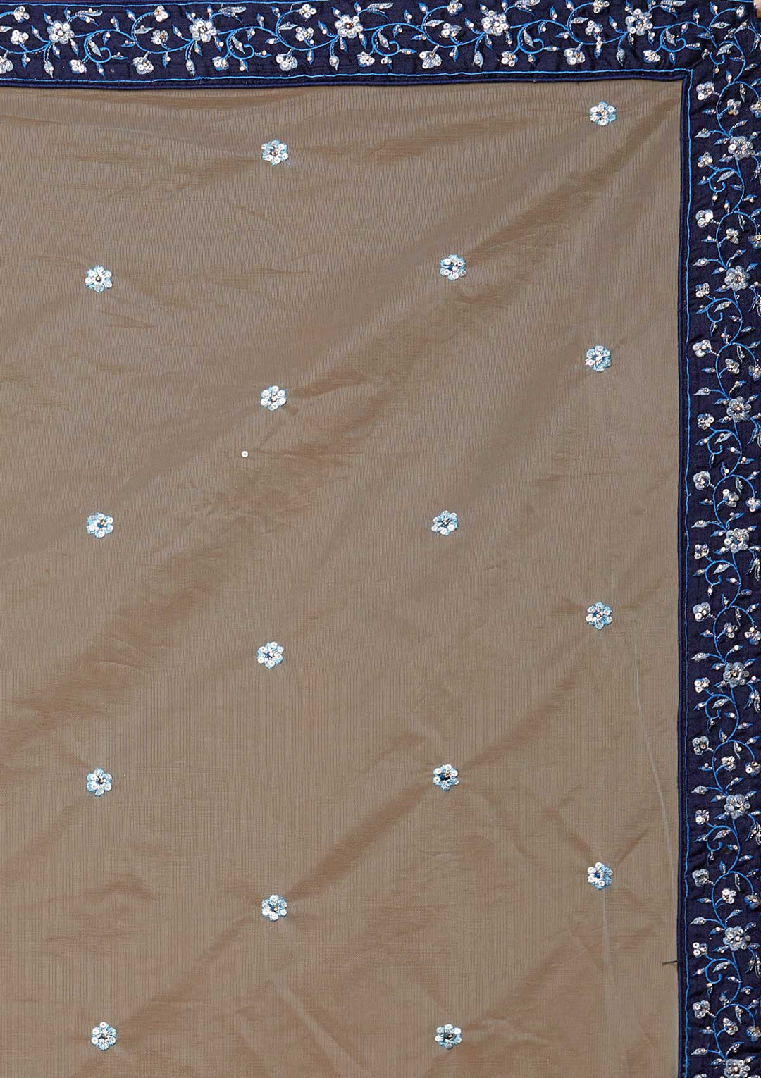 Navy Blue Threadwork Raw Silk Designer Lehenga-Koskii