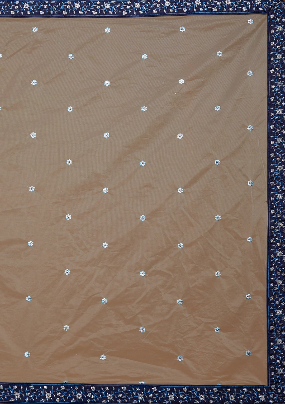 Navy Blue Threadwork Raw Silk Designer Lehenga-Koskii