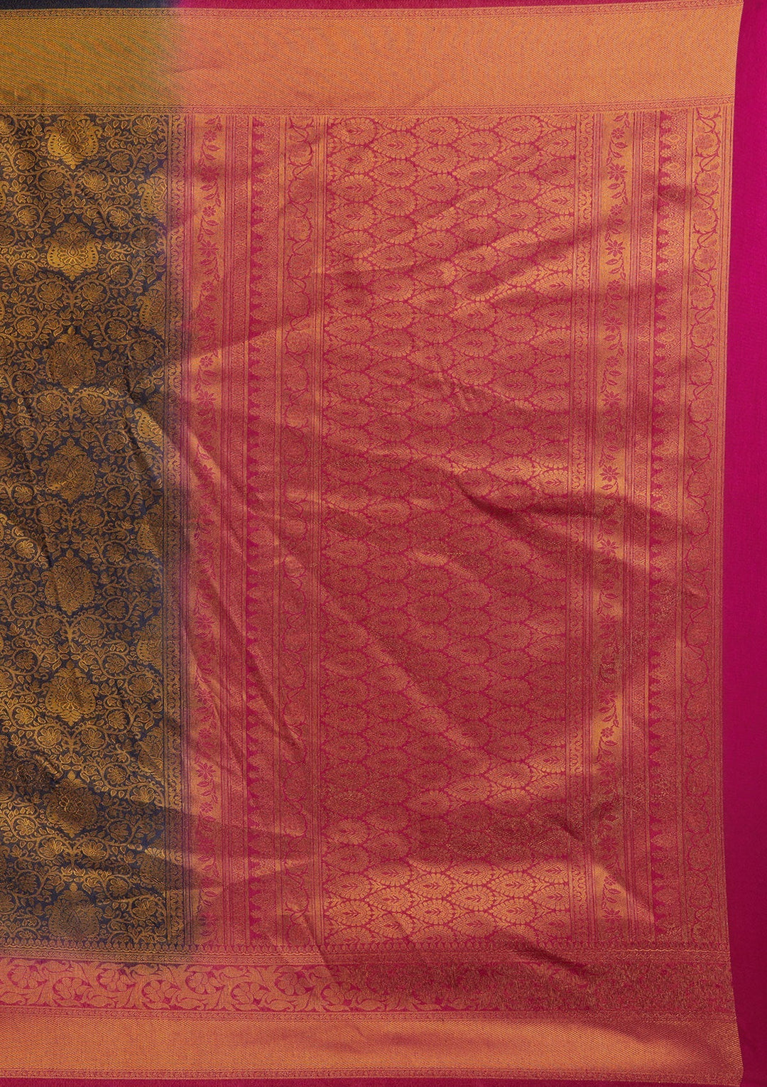 Navy Blue Zariwork Art Silk Designer Saree - Koskii