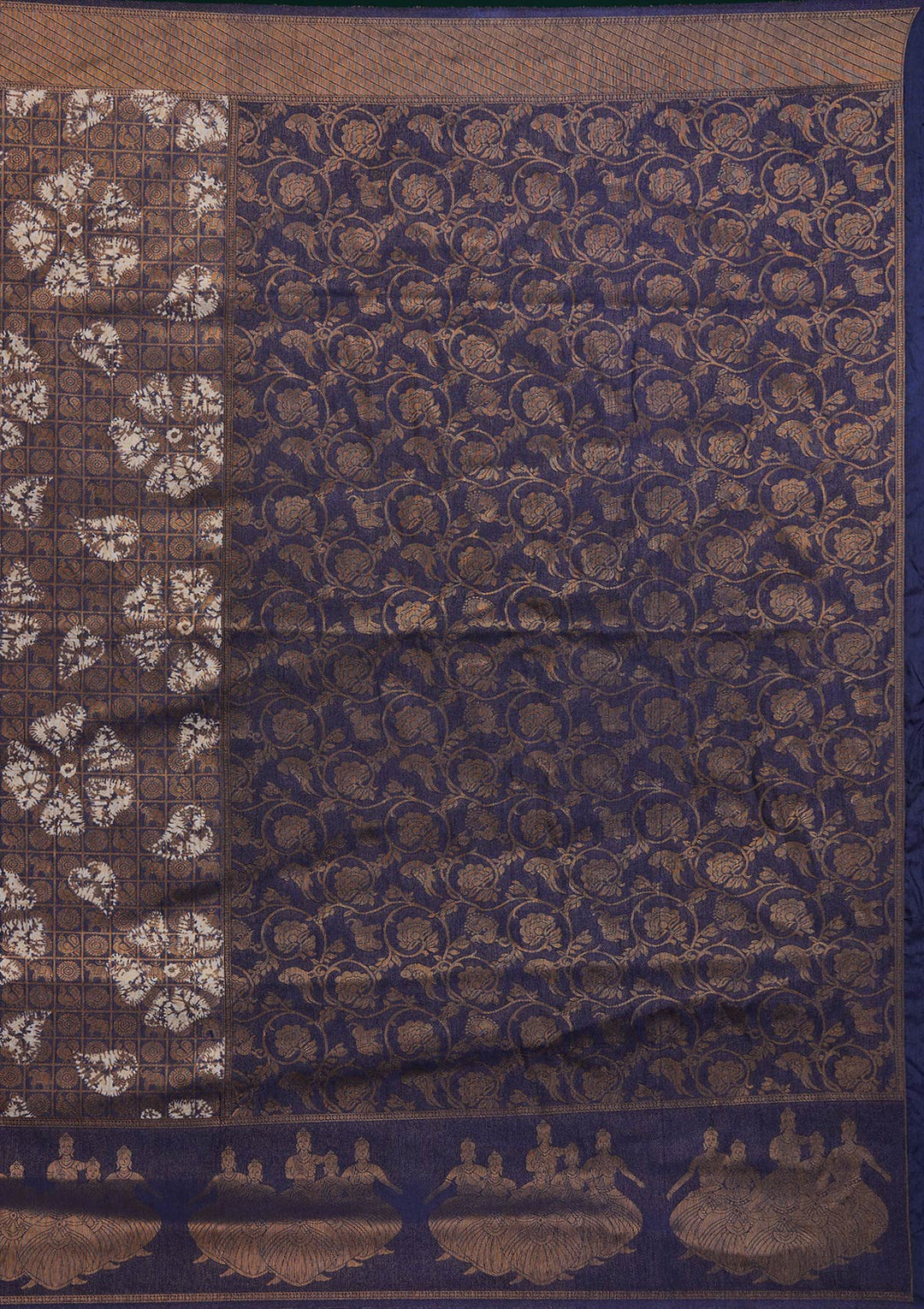Navy Blue Zariwork Art Silk Designer Saree - Koskii