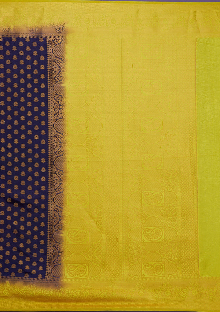 Navy Blue Zariwork Art Silk Saree-Koskii