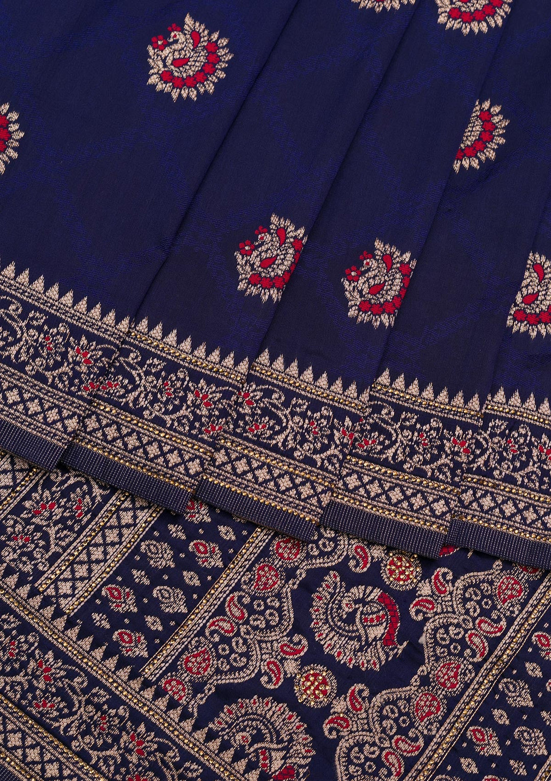 Navy Blue Zariwork Art Silk Saree-Koskii