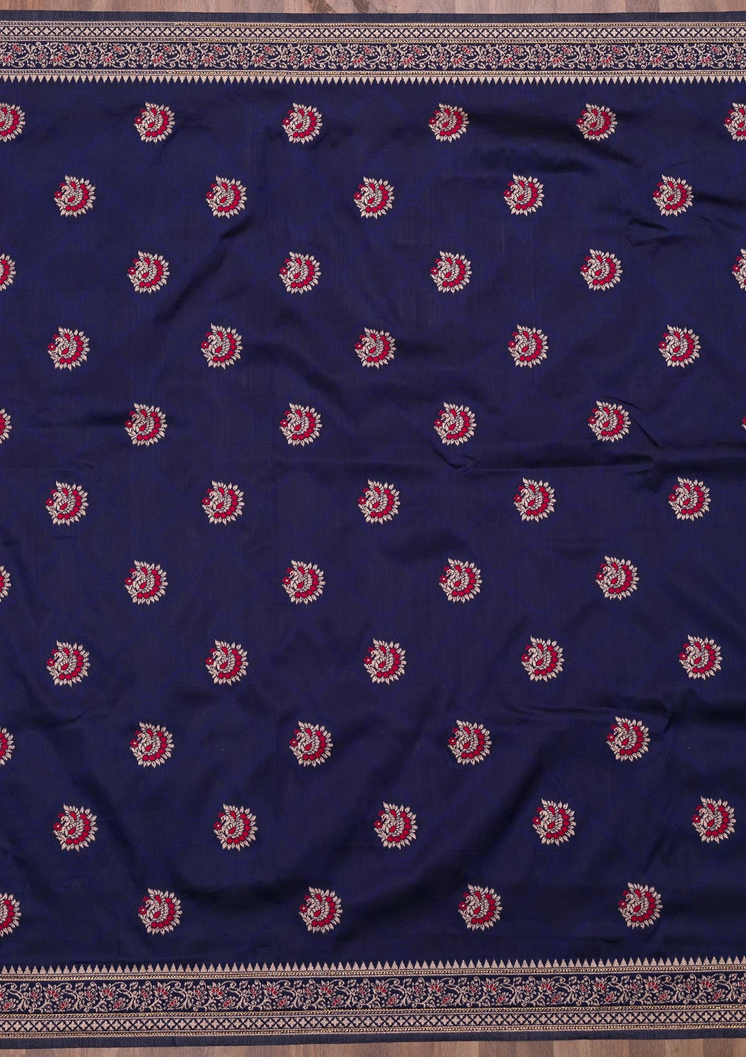 Navy Blue Zariwork Art Silk Saree-Koskii