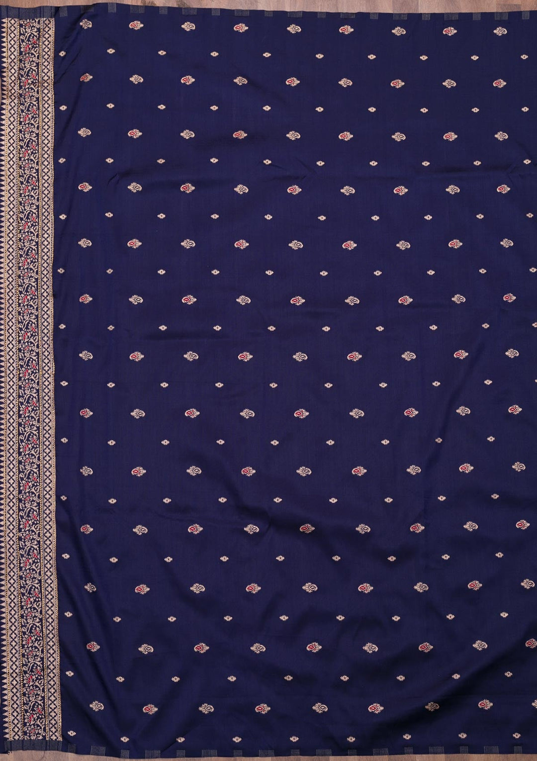 Navy Blue Zariwork Art Silk Saree-Koskii