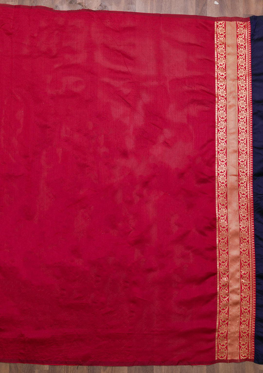 Navy Blue Zariwork Art Silk Saree-Koskii